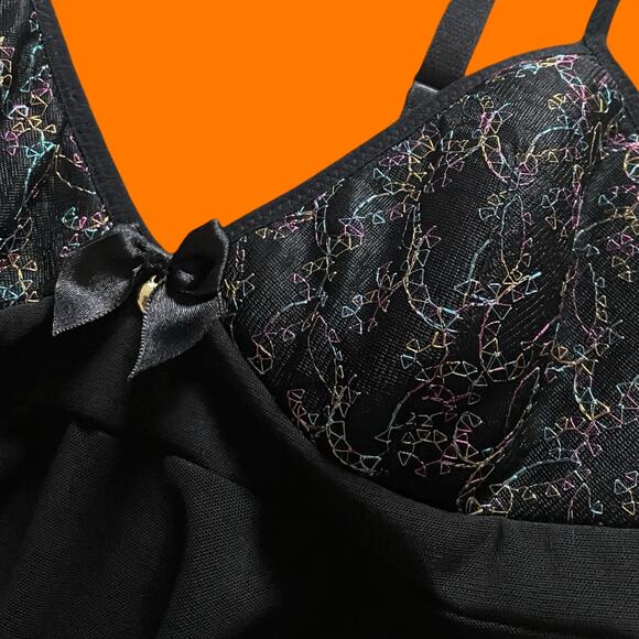 00's vintage mesh metallic mcbling 2pc y2k babydoll lingerie set MEDIUM rampage - Picture 5 of 9